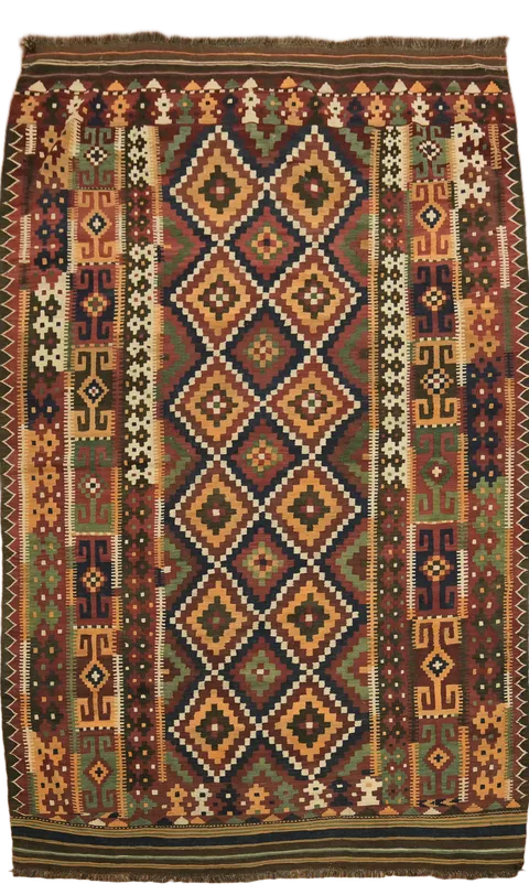 Vintage Wool Kilim Turkish Area Rug 8x13