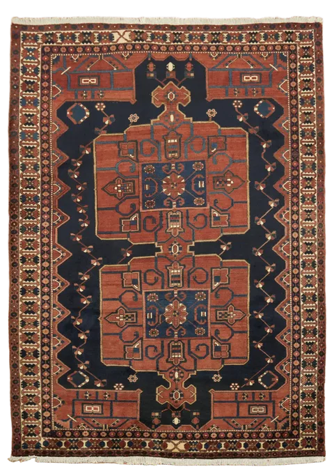Blue Wool Tribal Bakhtiari Persian Area Rug 7'x10'