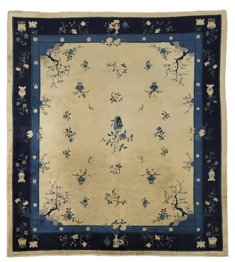 Old Wool Art Deco Chinese Area Rug 10x12