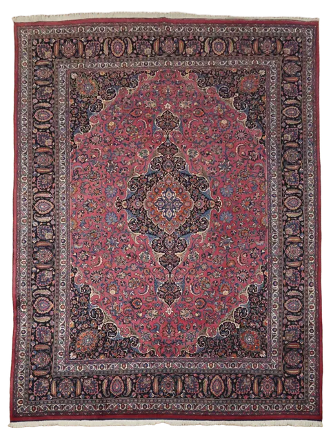 Traditional Floral Mashad Persian Wool Area Rug 10x13