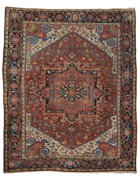 Antique Heriz Serapi Oriental Wool Area Rug 10x12