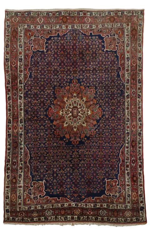 Blue Vintage Tribal Wool Bidjar Persian Area Rug 7x11