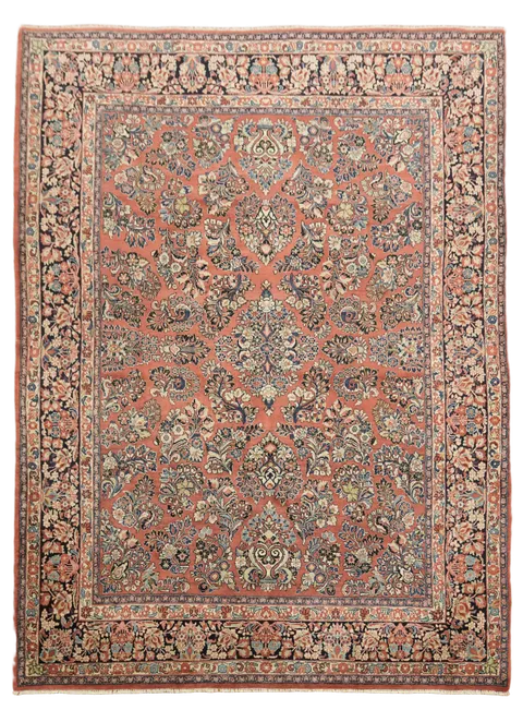 All Over Floral Wool Sarouk Persian Area Rug 9x12
