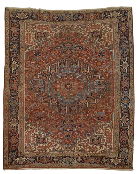 Antique Heriz Serapi Persian Wool Area Rug 9x11