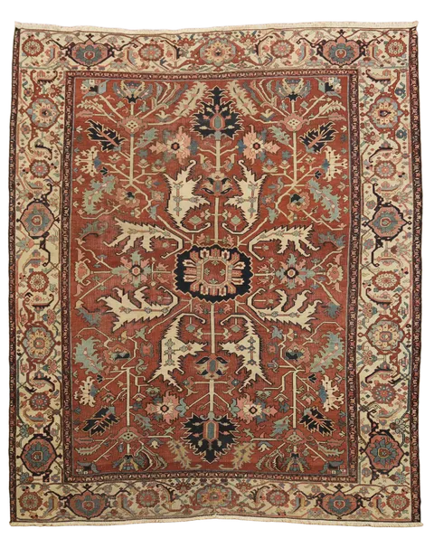 Pre-1900 Antique Heriz Serapi Persian Large Rug 10'x12'