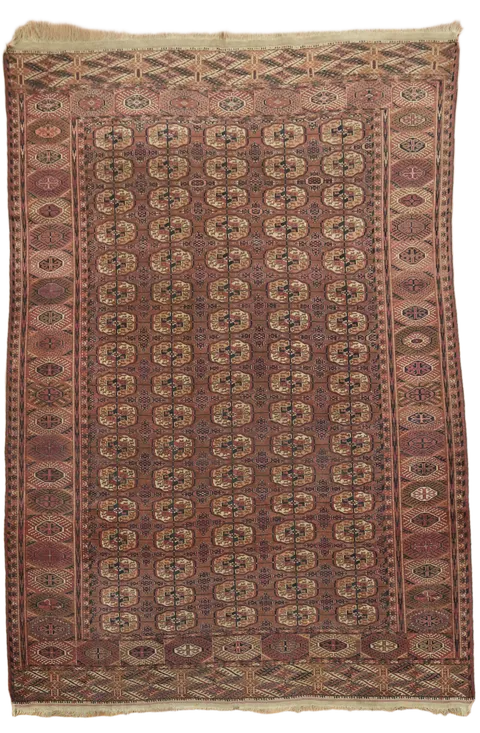 Pre-1900 Antique Turkoman Persian Wool Area Rug 7x10