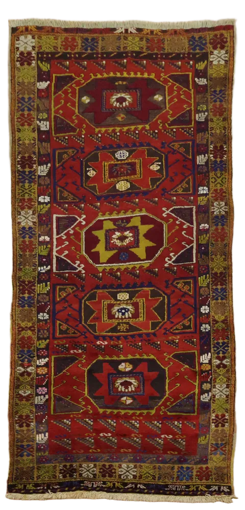 Vintage Wool Anatolian Turkish Rug 4x8