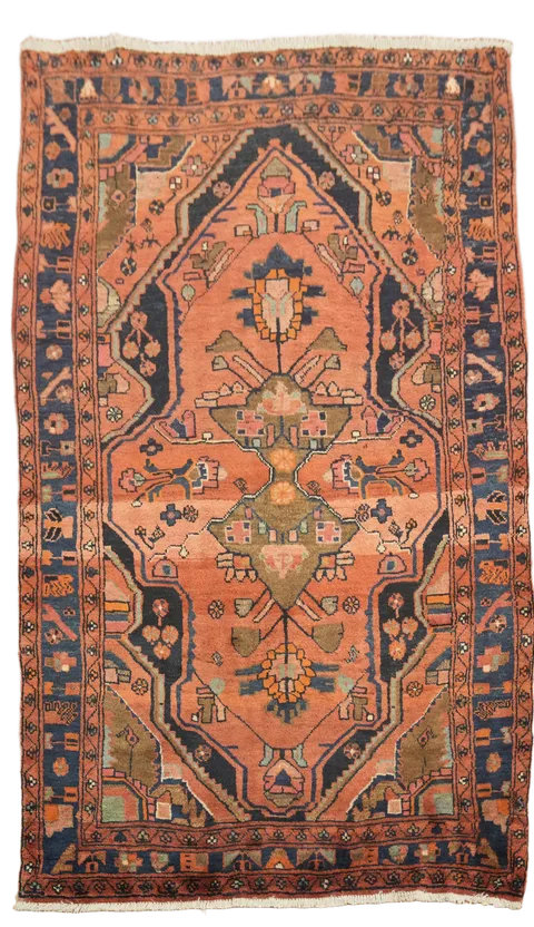 Vintage Hand-Knotted Lori Persian Rug 4'x8'