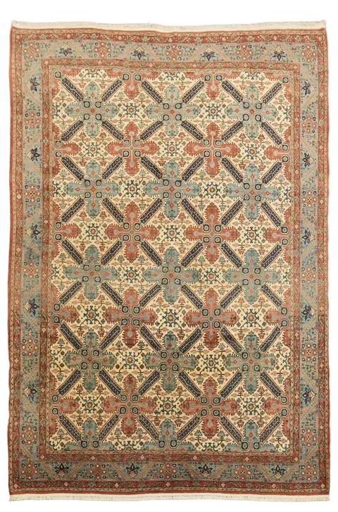 Vintage Hand-Knotted Isfahan Persian Wool Area Rug  7'x11'