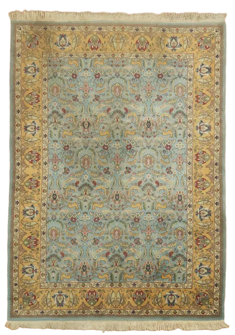 Blue Vintage Tabriz Oriental Wool Area Rug 8x11