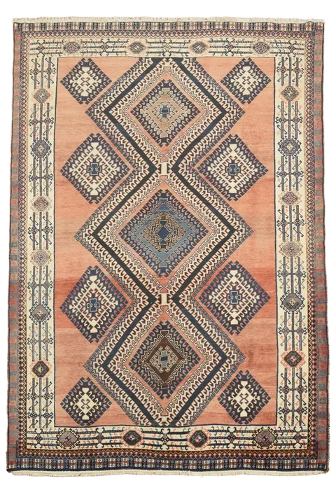 Vintage Hand-Knotted Shiraz Persian Area Rug 7'x10'