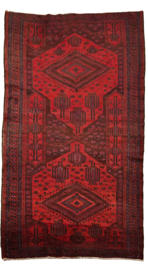 Balouch Persian Hand-Knotted Vintage Wool Rug 5x9