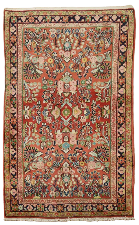 Persian Hand-Knotted Floral Tabriz Wool Rug, Vibrant Vintage Charm 3x5 ft