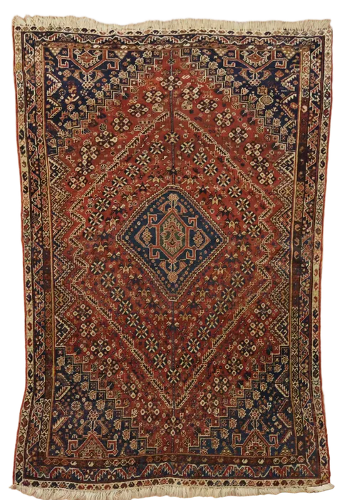 Pre-1900 Antique Qashqai Persian Rug 4'x6'