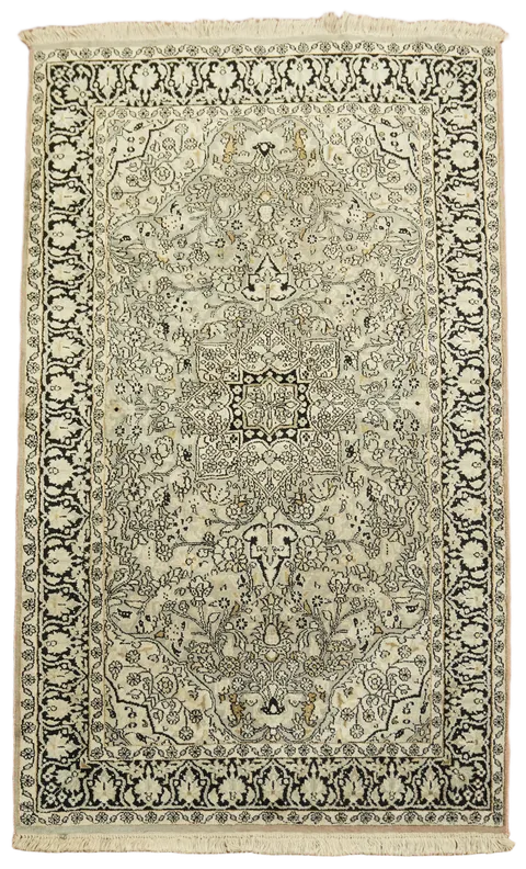 Vintage Kashmir Oriental Silk Rug 3x5