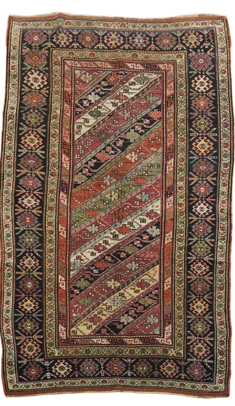 Pre-1900 Antique Kazak Oriental Wool Rug 5x8