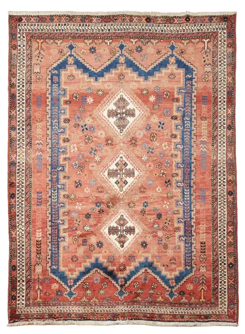 Vintage Shiraz Persian Wool Rug 5x7