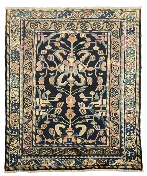 Authentic Blue 5x6 Lori Persian Rug Hand-Knotted Wool Area Rug