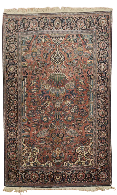 Kashan Persian Floral Wool Rug 4x7