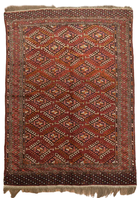 4'x6' Vintage Hand-Knotted Turkoman Persian Area Rug