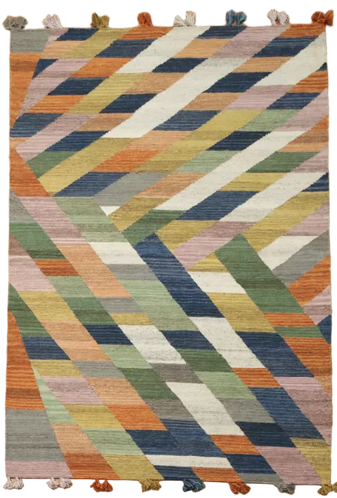 Colorful Zigzag Kilim Rug - Perfect Accent for Modern Interiors 7'x10'