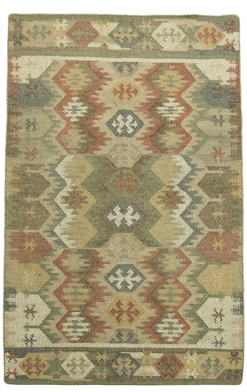 Flat-Weave Geometric Kilim Wool Area Rug 5x8