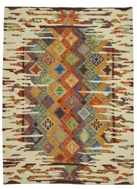 Unique Colorful Kilim Wool Rug for a Bold Home Statement 6'x8'