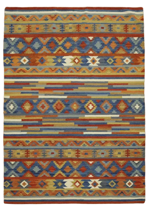 Vibrant Southwestern Patterns Kilim Handmade Area Rug 6'x8'