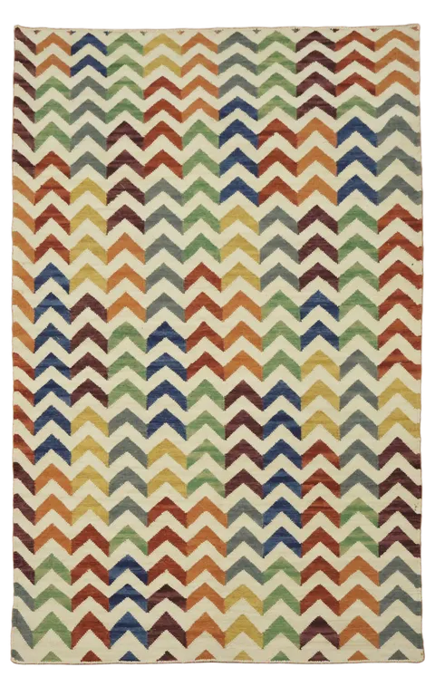 Modern Chevron Pattern Area Rug in Bright Multicolor 5'x8'