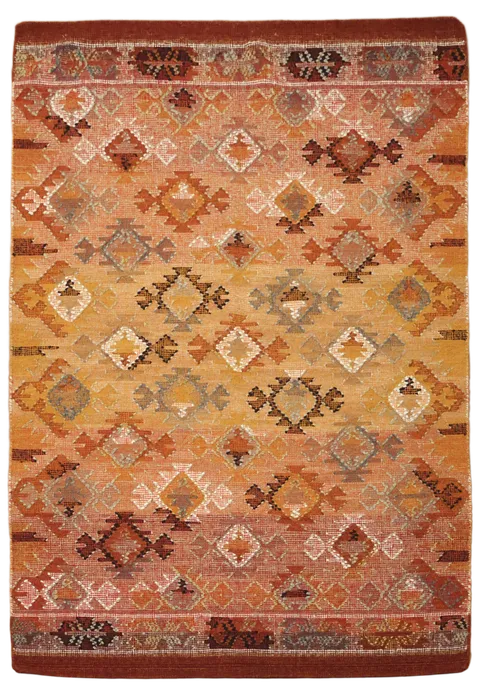 Bohemian Charm with Handwoven Earth-Tone Kilim Rug 5'x7'