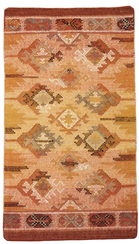 Vintage-Inspired Area Rug with Geometric Patterns and Warm Hues 3x5
