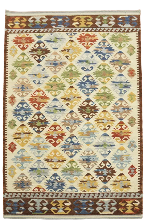 Colorful Tribal-Inspired Kilim Rug Perfect for Boho-Style Homes 5'x8'