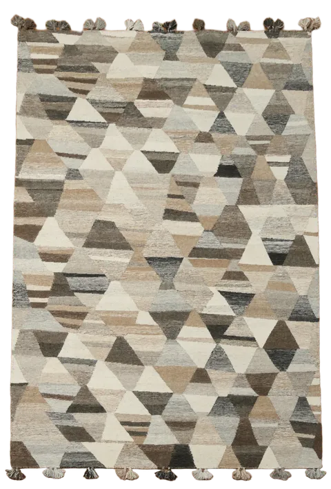 Kilim Modern Rustic Area Rug with Textured Geometric Design 7'x10'