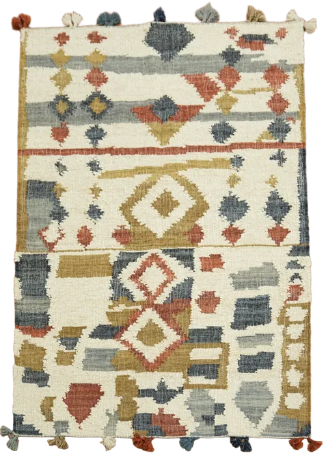 Stylish Abstract Art Kilim Rug Ideal for Modern Interiors 6'x8'