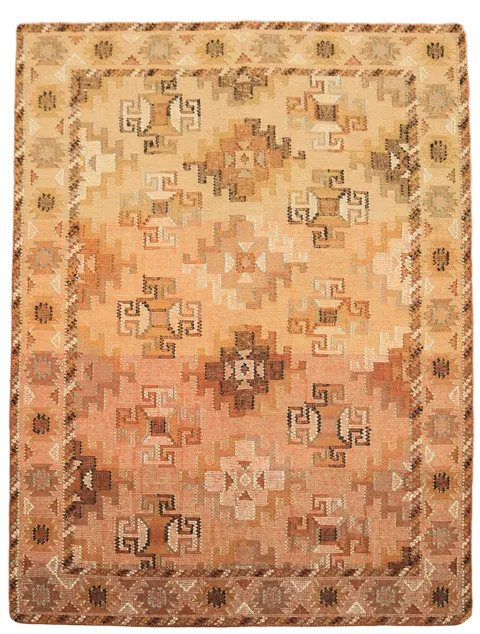 Warm Earth Tones Tribal Pattern Kilim Rustic Bohemian Rug 6'x8'