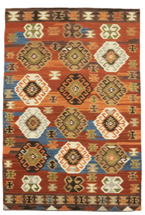Southwestern Style Rug with Warm Earthy Tones and Bold Design 5'x8'