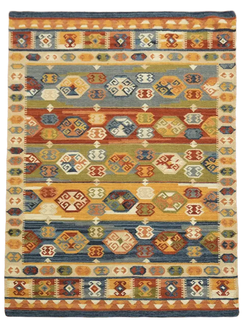 Rustic Multicolor Kilim Carpet for Boho-Chic Living Spaces 6'x8'