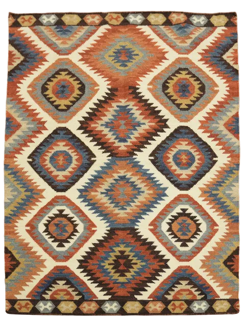 Southwestern Inspired Rug with Colorful Rhombus Patterns 5'x6'