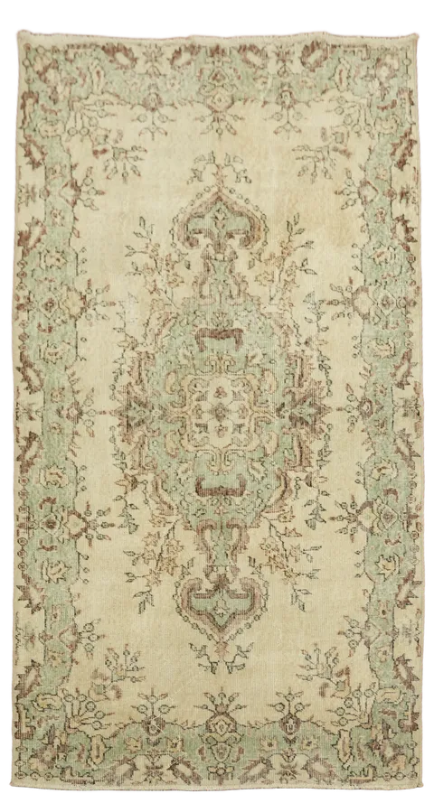 Distressed Anatolian Oriental Wool Rug 4x7