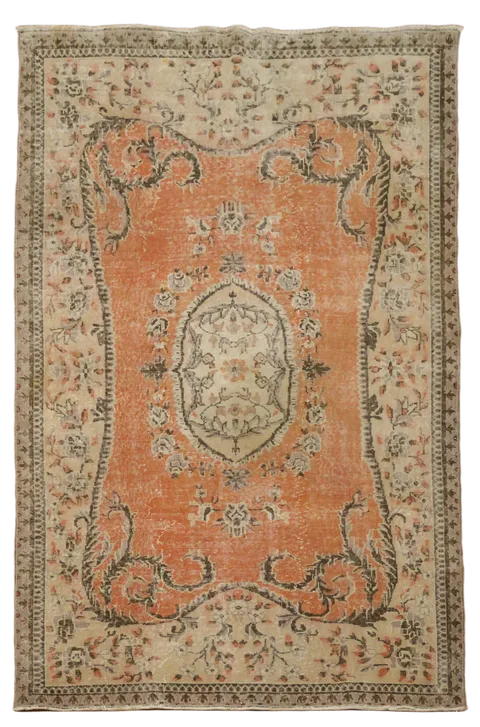 Vintage Decorative Wool Anatolian Oriental Area Rug 6x9