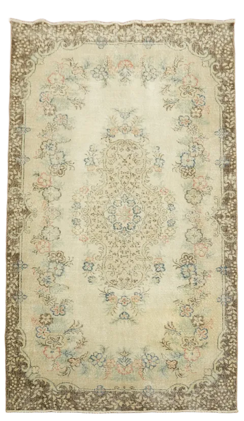 Distressed Wool Anatolian Oriental Area Rug 6x10