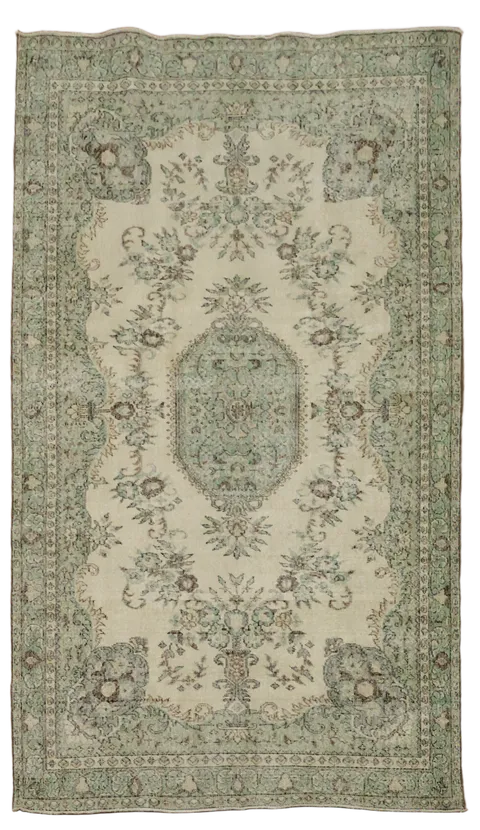 Vintage Floral Anatolian Oriental Wool Rug 5x9