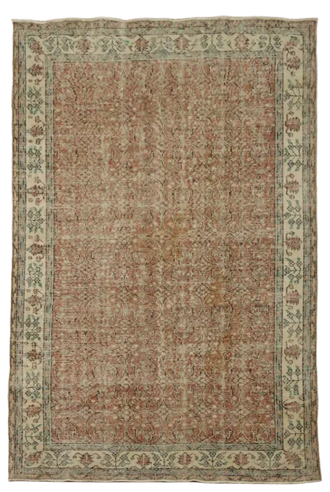 Vintage Anatolian Oriental Wool Area Rug 7x10