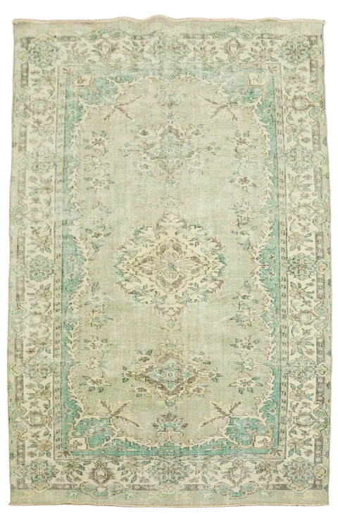 Distressed Vintage Wool Anatolian Oriental Area Rug 6x9