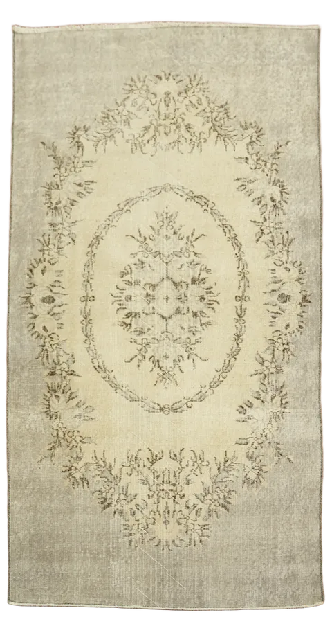 Decorative Distressed Wool Anatolian Oriental Rug 4x7