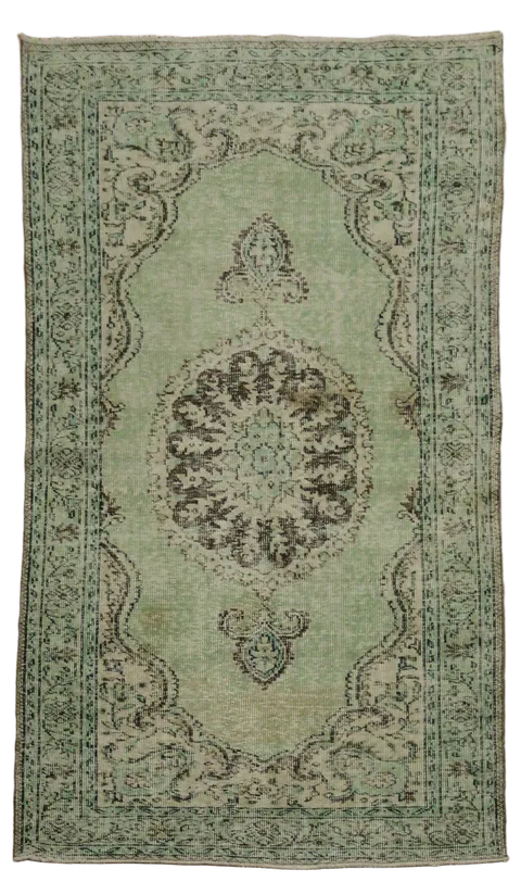 Green Vintage WoolAnatolian Oriental Area Rug 5x9