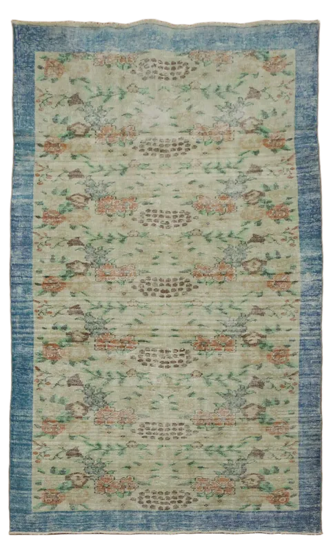 Vintage Decorative Wool Anatolian Oriental Area Rug 5x9