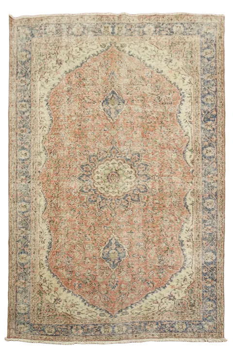Distressed Anatolian Oriental Wool Area Rug 6x9