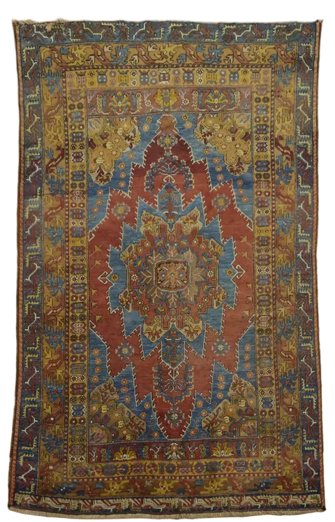 Old Geometric Kazak Oriental Wool Rug 4x6