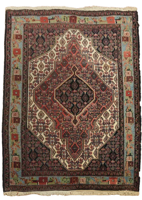 Old Vintage Bidjar Persian Wool Rug 4x5